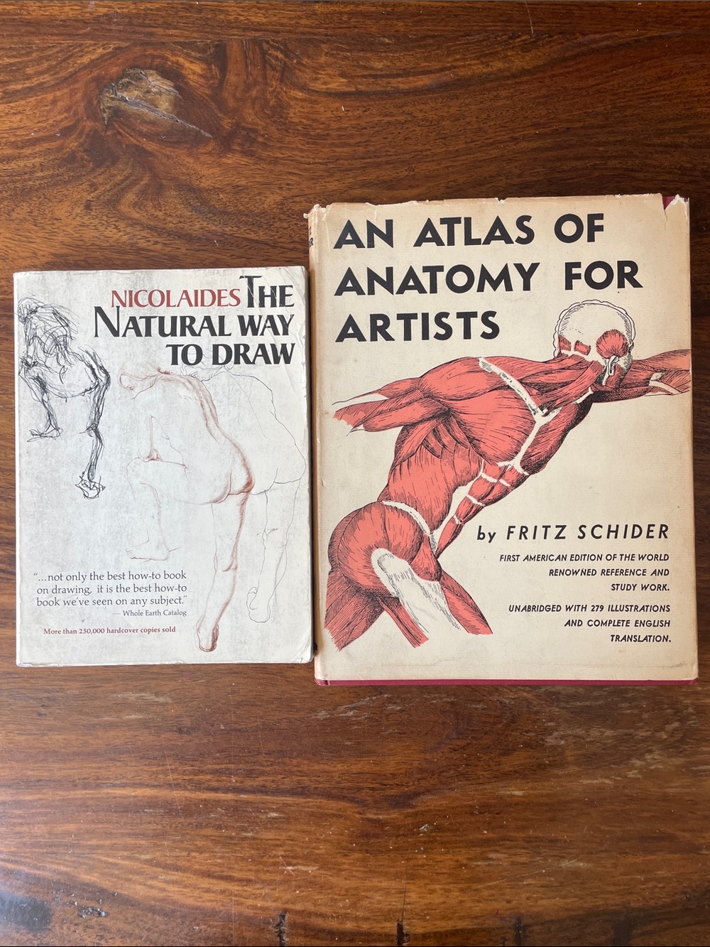 2 Art Vintage Books on Drawing Techniques and Human Anatomy